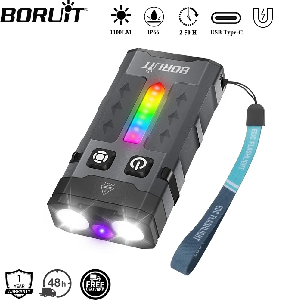 BORUiT EV20 1100LM EDC UV المف - مراجعة Fishing Kit Compact وسعره